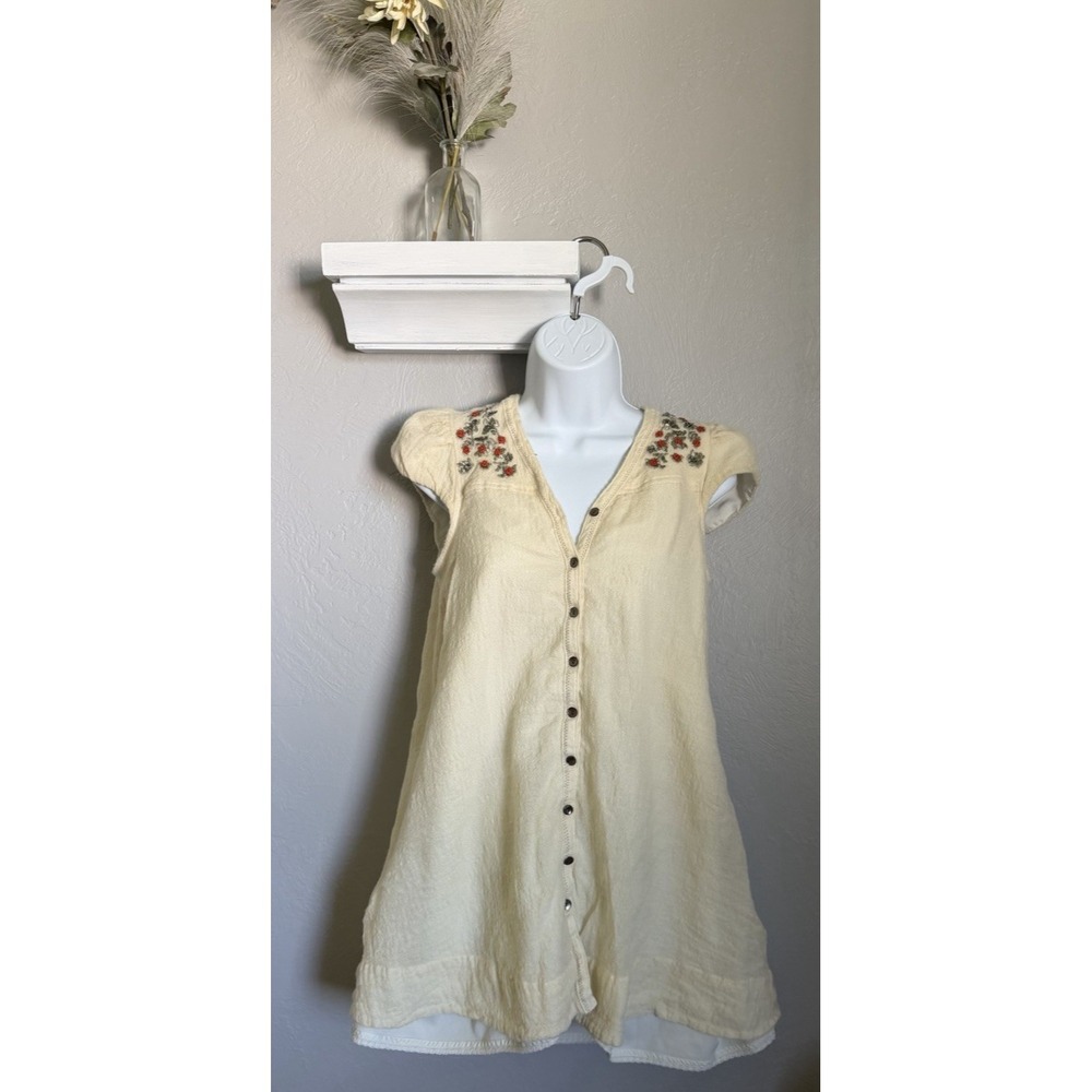 Anthropologie Wool Dress Size 2 Beige Meadow‎ Rue Swing Away Embroidered Tunic